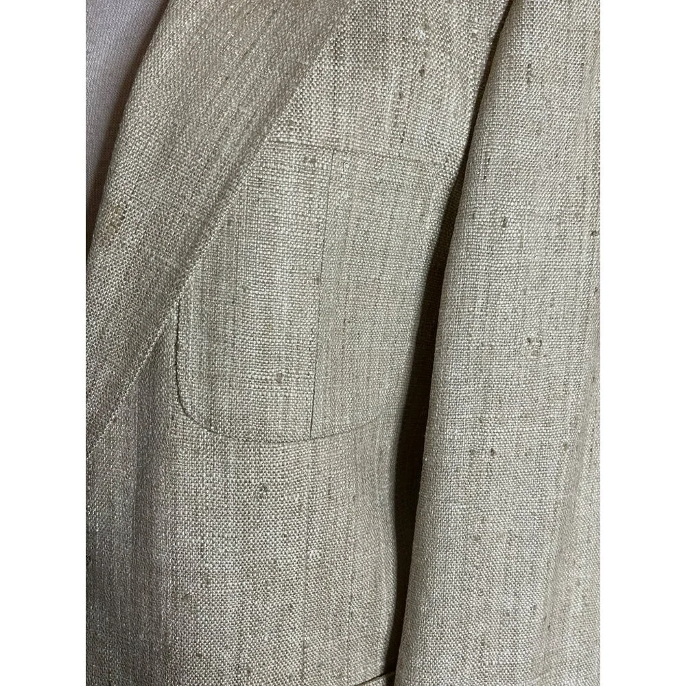 Vintage Di Mitri Men's Silk Blazer Jacket Beige 100% Pure Silk Two-Button Size M